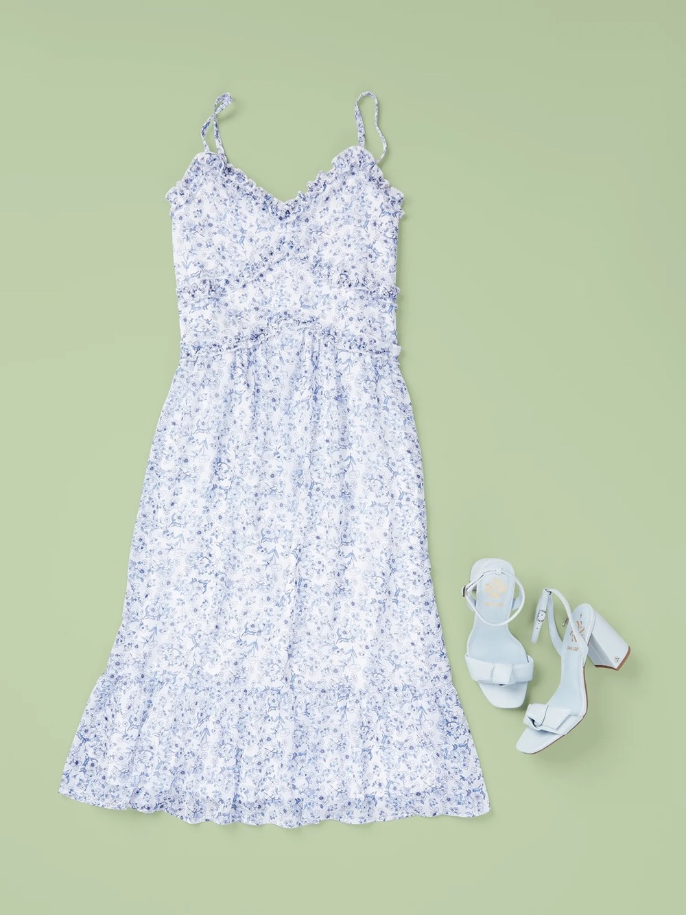 No Boundaries Blue & White Floral Midi Dress